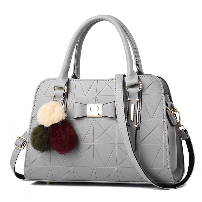 Sac à Main Femme Élégant - Motif Géométrique & Breloque Pompons