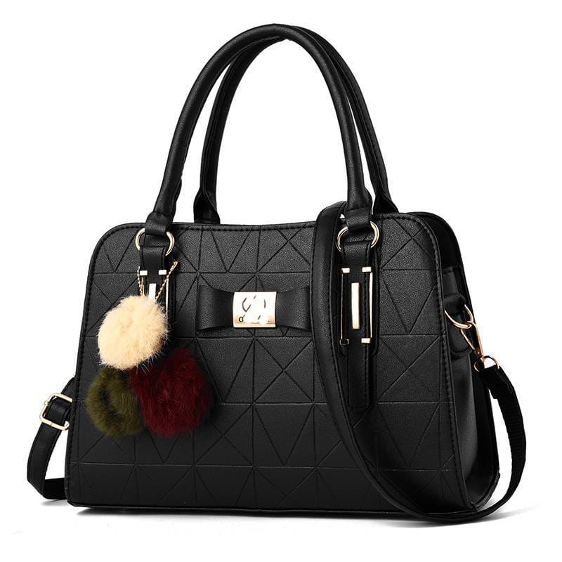 Sac à Main Femme Élégant - Motif Géométrique & Breloque Pompons