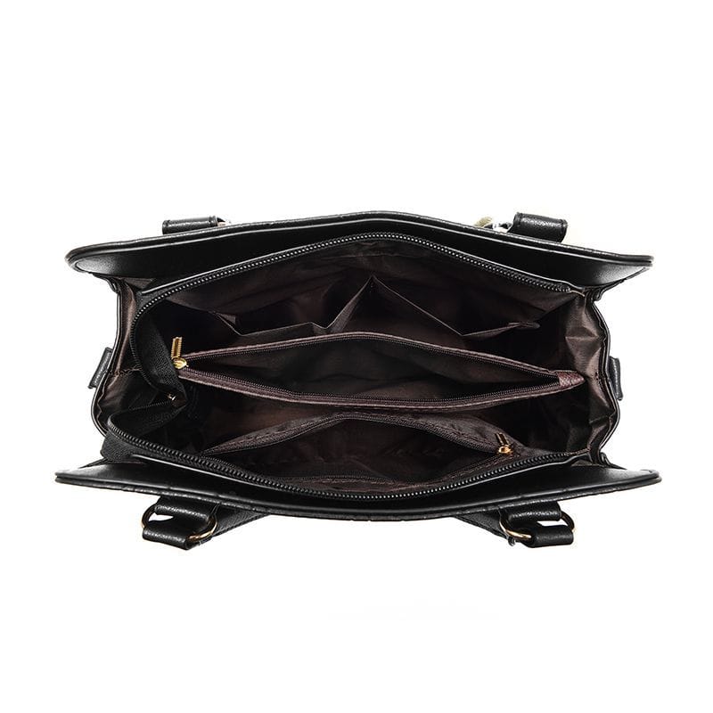 Sac à Main Femme Élégant - Motif Géométrique & Breloque Pompons