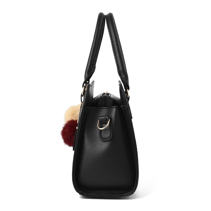 Sac à Main Femme Élégant - Motif Géométrique & Breloque Pompons