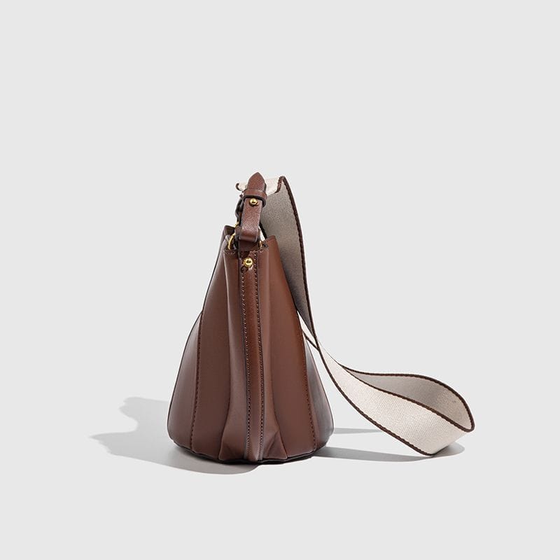 Sac Bucket Femme - Cuir Lisse & Bandoulière Bicolore