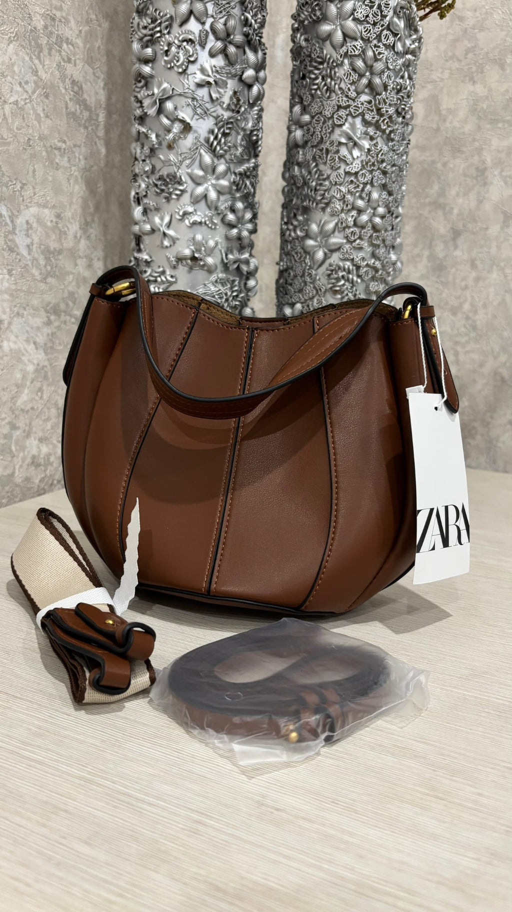 Sac Bucket Femme - Cuir Lisse & Bandoulière Bicolore